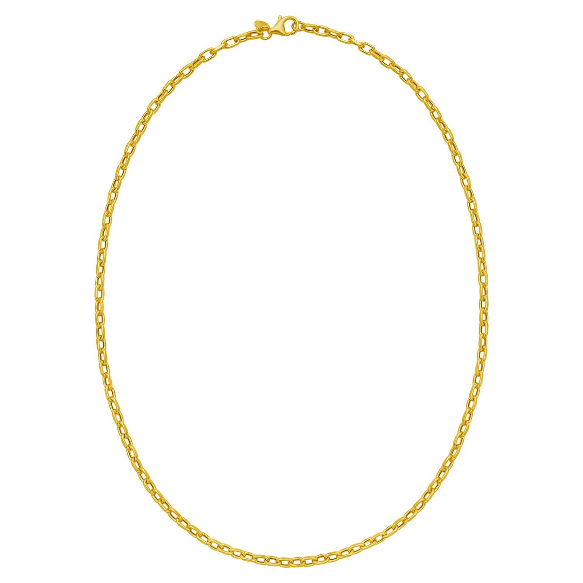 14K Yellow Gold Charm Link Cable Chain Necklace (3.30 mm) Alba Luxe