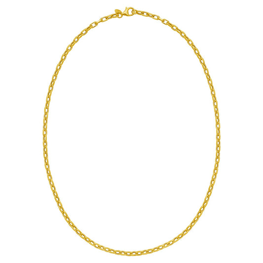14K Yellow Gold Charm Link Cable Chain Necklace (3.30 mm) Alba Luxe