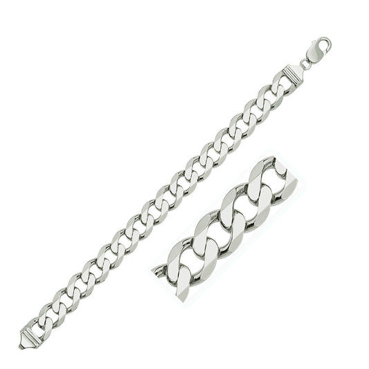 Rhodium Plated Sterling Silver Curb Style Bracelet (11.60 mm) Alba Luxe