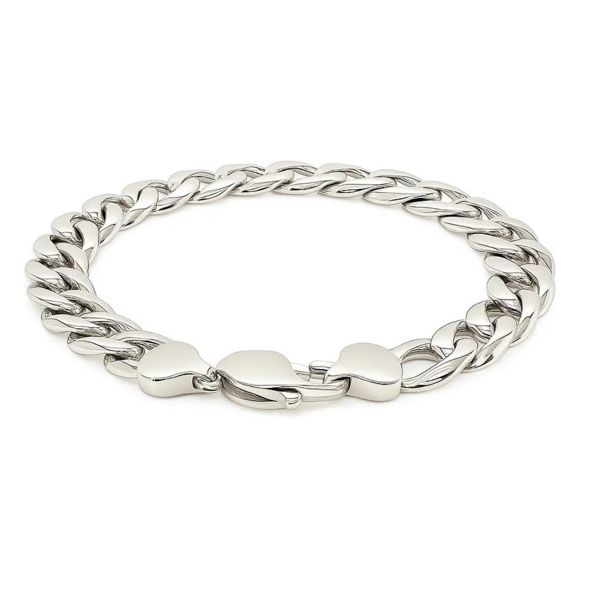 Rhodium Plated Sterling Silver Curb Style Bracelet (11.60 mm) Alba Luxe