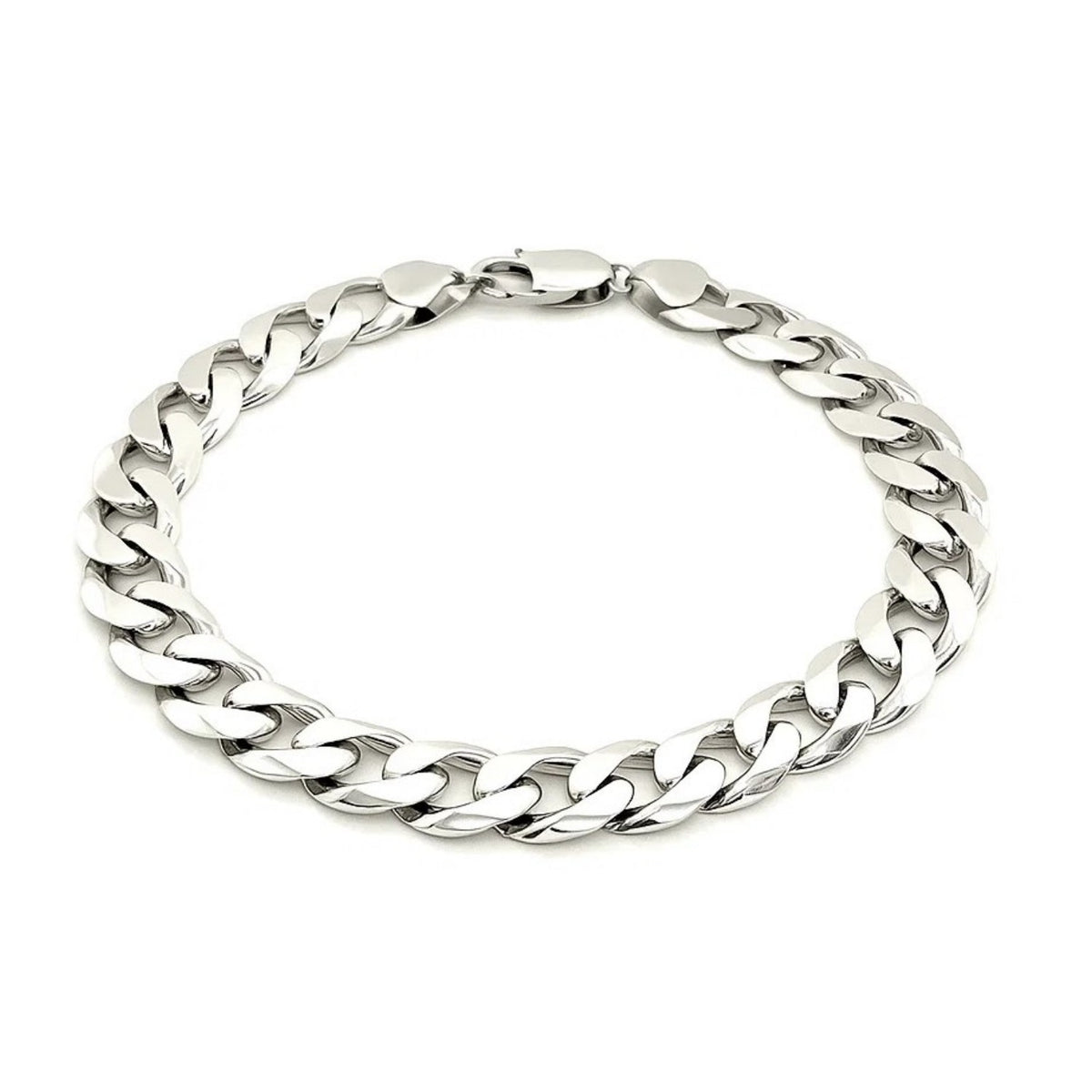 Rhodium Plated Sterling Silver Curb Style Bracelet (11.60 mm) Alba Luxe