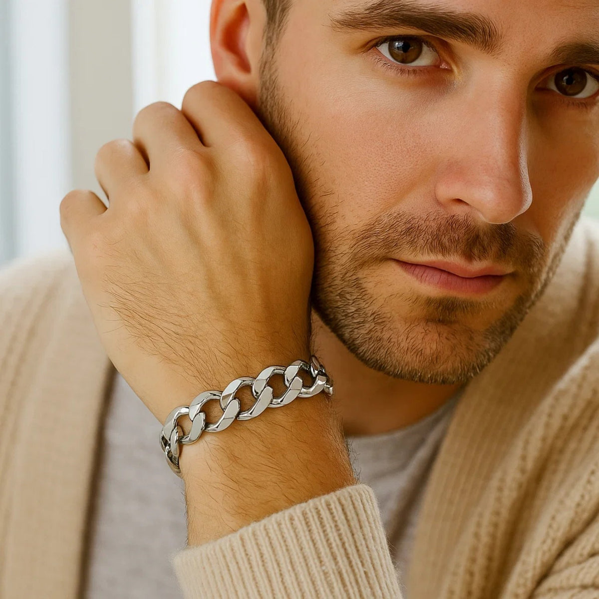 Rhodium Plated Sterling Silver Curb Style Bracelet (11.60 mm) Alba Luxe