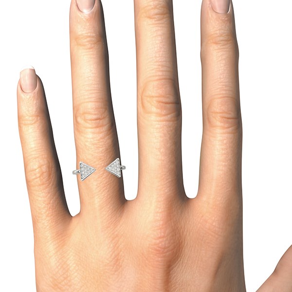 14k White Gold Diamond Arrowhead Open Ring (1/5 cttw) Alba Luxe