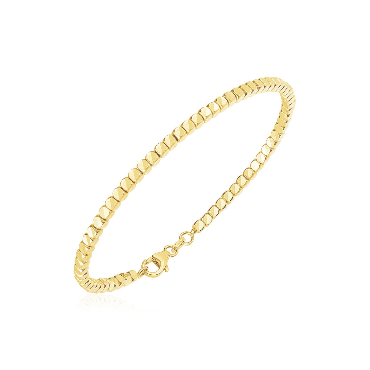 14k Yellow Gold High Polish Bead Cuff Bangle (2.40 mm) Alba Luxe