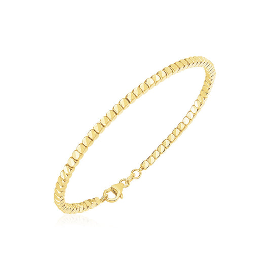 14k Yellow Gold High Polish Bead Cuff Bangle (2.40 mm) Alba Luxe