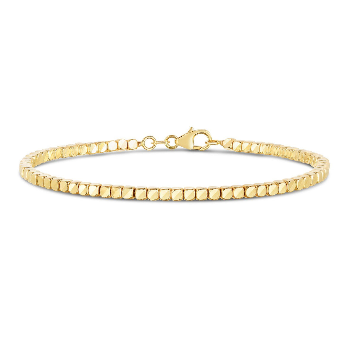 14k Yellow Gold High Polish Bead Cuff Bangle (2.40 mm) Alba Luxe