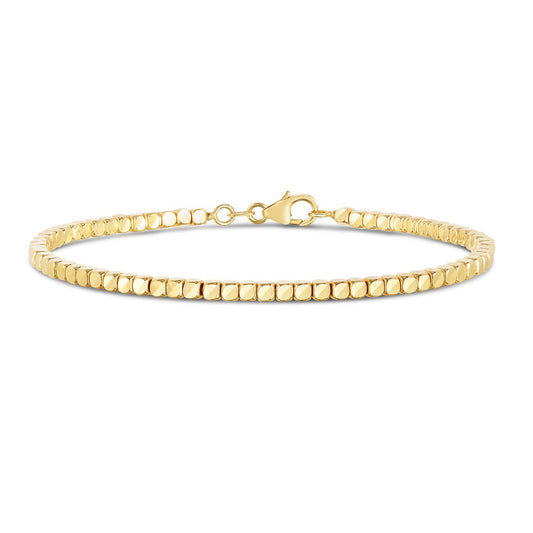 14k Yellow Gold High Polish Bead Cuff Bangle (2.40 mm) Alba Luxe