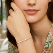 Sterling Silver Rhodium Plated Friendship Freshwater Pearl Drawstring Bracelet Alba Luxe