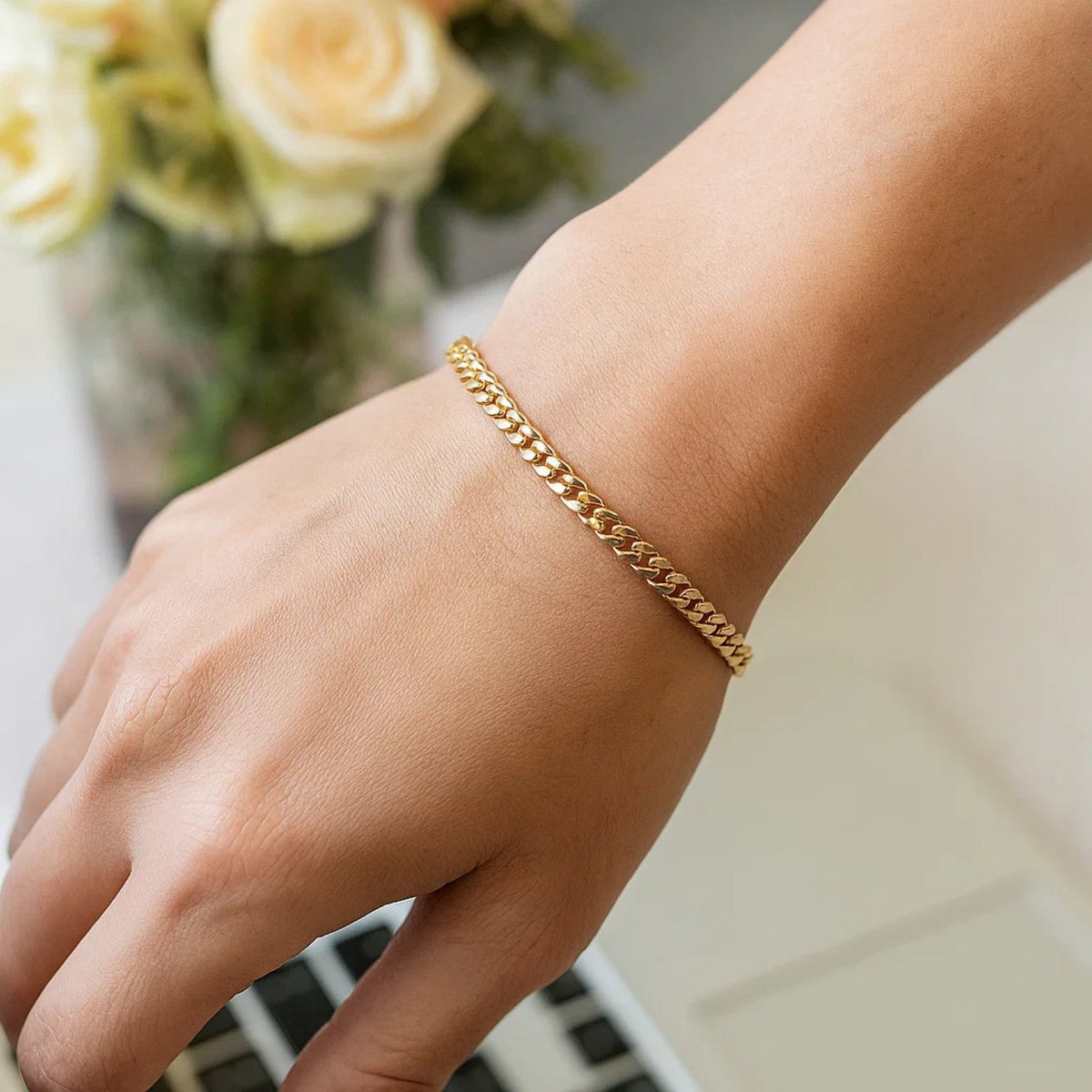 14k Yellow Gold Classic Miami Cuban Solid Bracelet (3.20 mm) RCJ