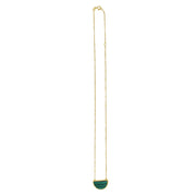 Malachite Geometric Half Moon Necklace in 14K Yellow Gold RCJ