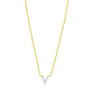 14K Yellow Gold Mini Diamond V Initial Pendant Necklace Alba Luxe