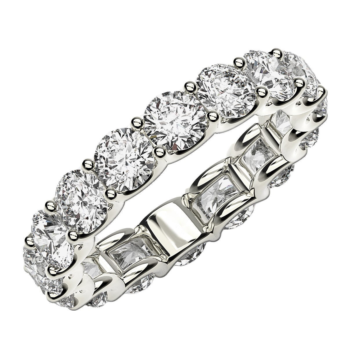 Round Cut Lab Grown Diamond Eternity Ring in 14k White Gold (4 cttw FG/VS2) Alba Luxe