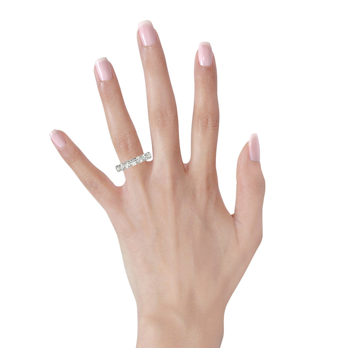 Round Cut Lab Grown Diamond Eternity Ring in 14k White Gold (4 cttw FG/VS2) Alba Luxe