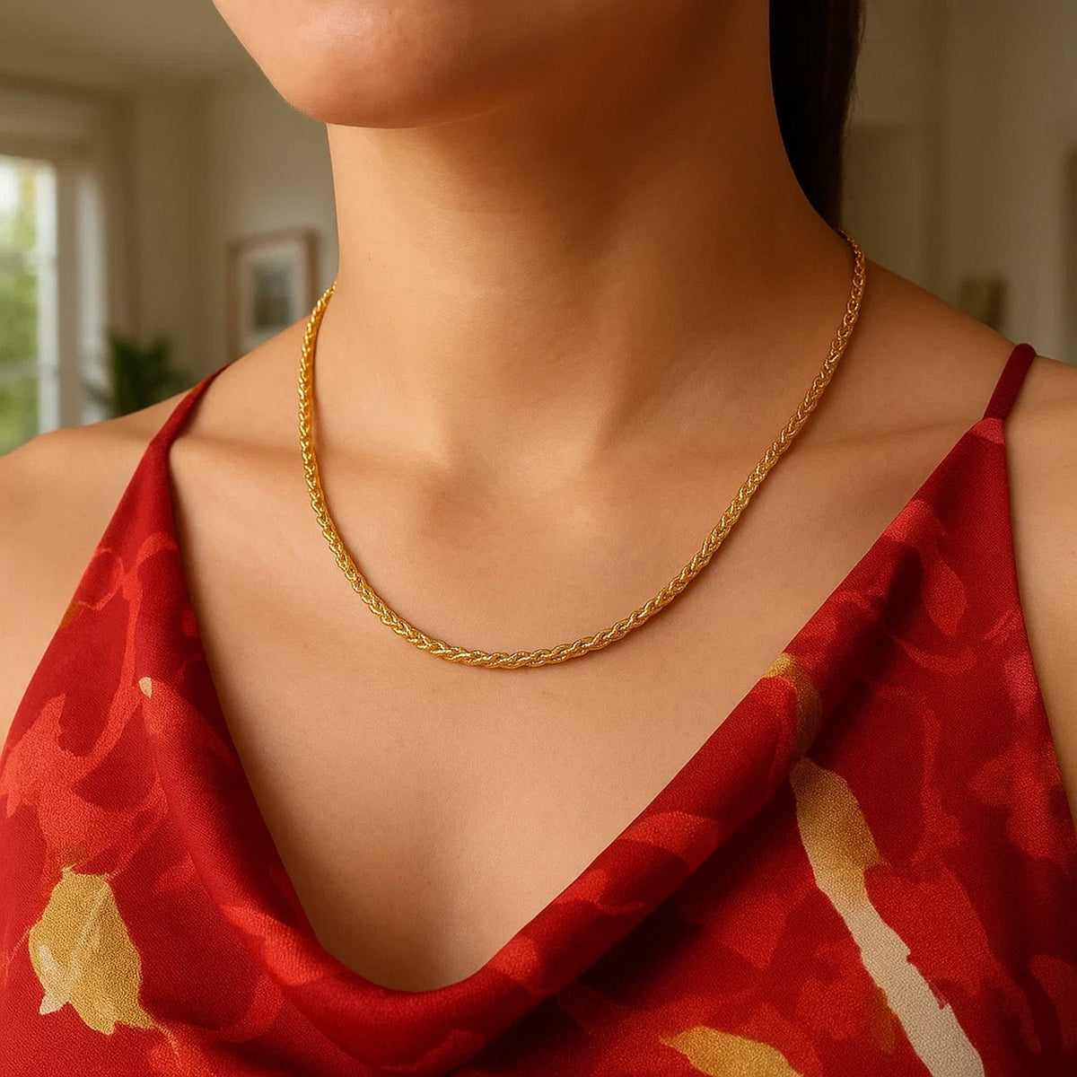 14k Yellow Gold Lite Diamond Cut Round Franco Chain (2.70 mm) Alba Luxe