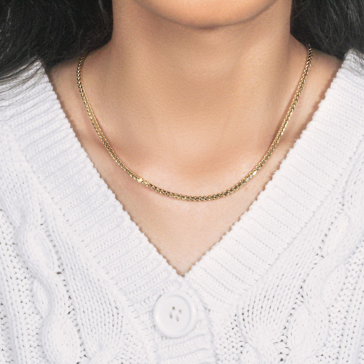 14k Yellow Gold Lite Diamond Cut Round Franco Chain (2.70 mm) Alba Luxe