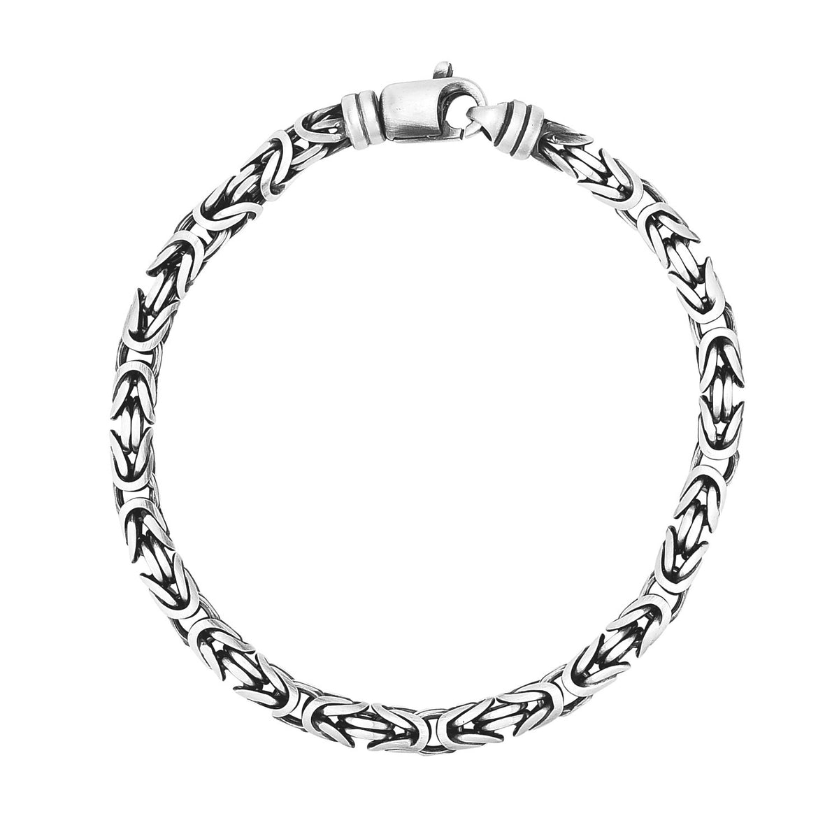 Sterling Silver Gunmetal Finish Byzantine Chain Bracelet (5.00 mm) Alba Luxe