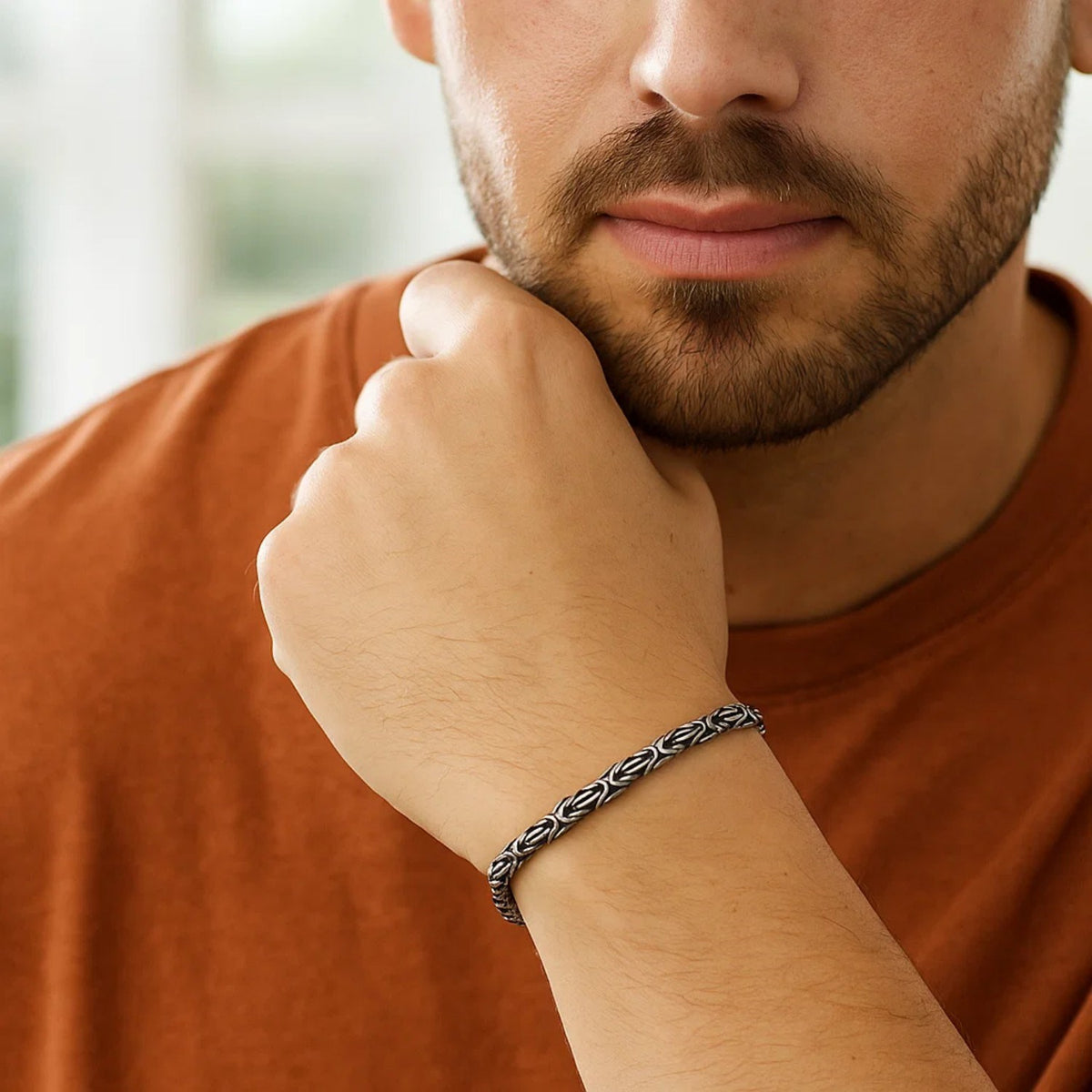 Sterling Silver Gunmetal Finish Byzantine Chain Bracelet (5.00 mm) Alba Luxe