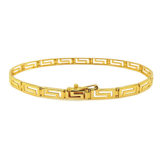 14k Yellow Gold Greek Fret Design Fancy Bracelet (3.30 mm) RCJ