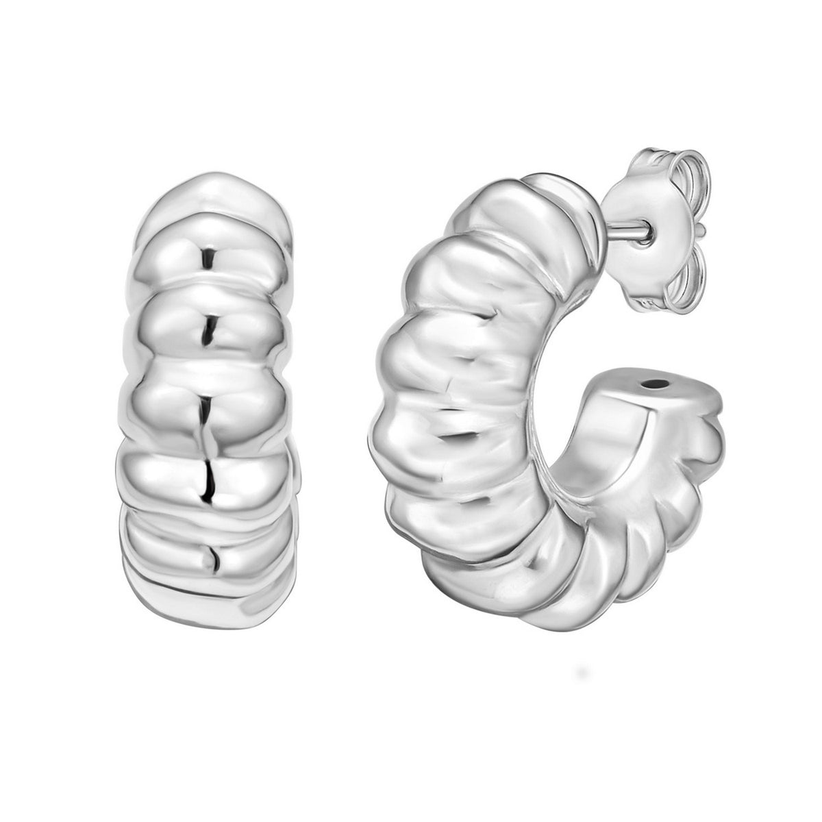 Sterling Silver Twisted C Hoop Earrings RCJ