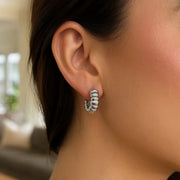Sterling Silver Twisted C Hoop Earrings RCJ