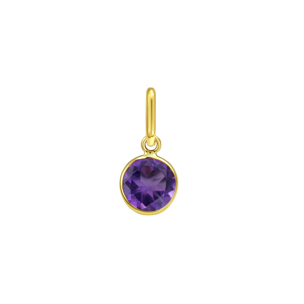 14K Yellow Gold Round Amethyst Charm Pendant RCJ