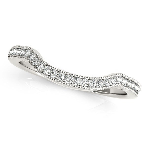 14k White Gold Curvy Style Pave Set Diamond Wedding Band (1/6 cttw) Alba Luxe