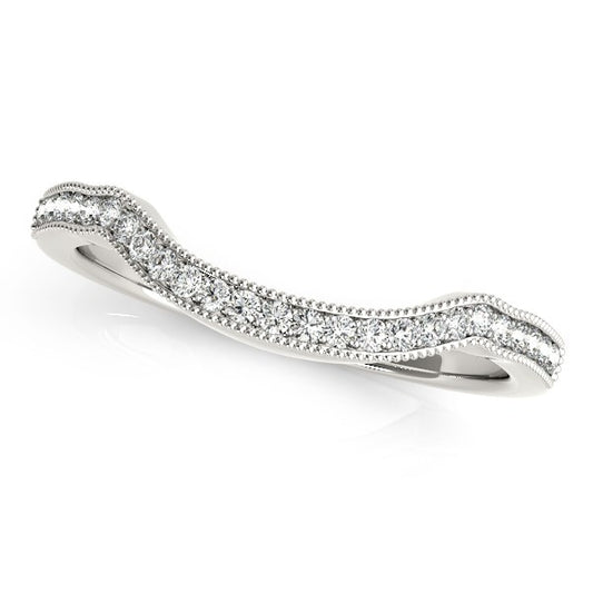 14k White Gold Curvy Style Pave Set Diamond Wedding Band (1/6 cttw) Alba Luxe