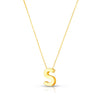 14K Yellow Gold Yours Truly Block Letter Initial S Necklace Alba Luxe
