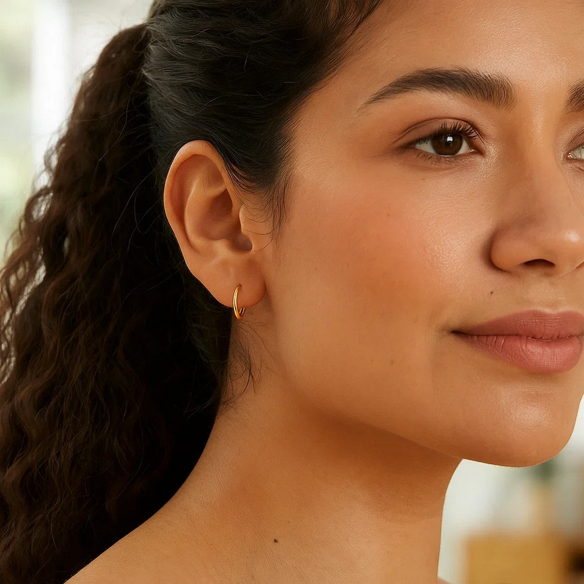 10K Yellow Gold Mini Endless Hoop Earrings Alba Luxe