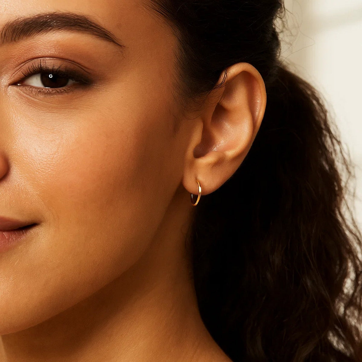 10K Yellow Gold Mini Endless Hoop Earrings Alba Luxe