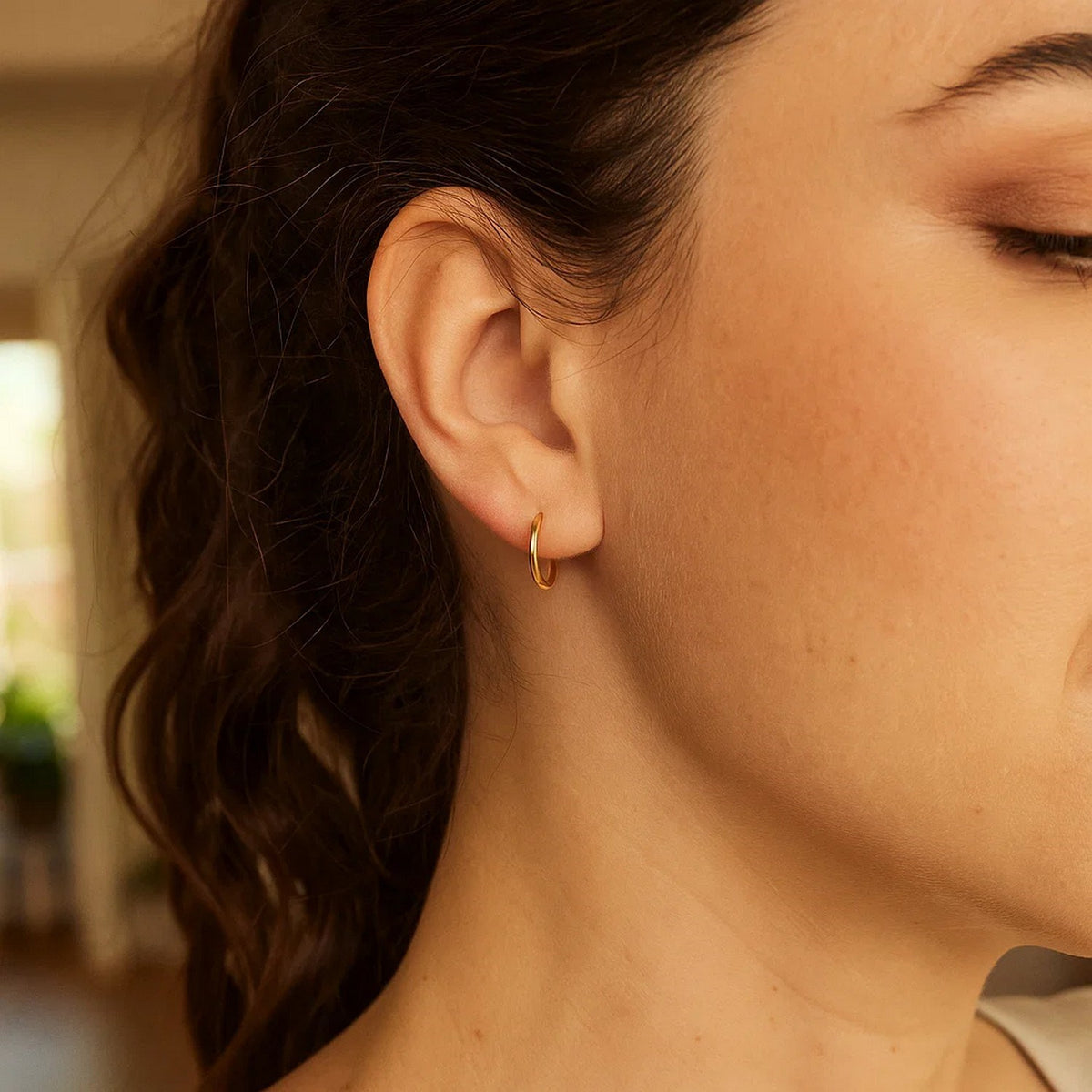 10K Yellow Gold Mini Endless Hoop Earrings Alba Luxe