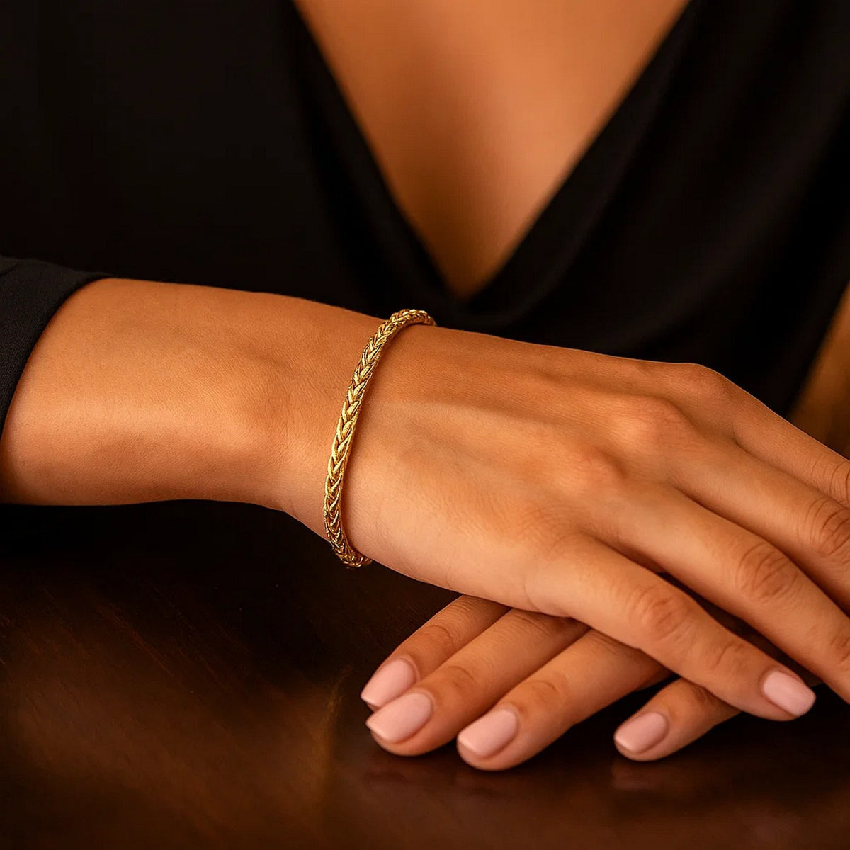 14k Yellow Gold Light Weight Wheat Bracelet  (3.20 mm) RCJ