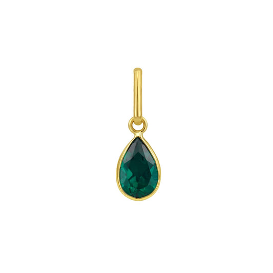 14K Yellow Gold Pear Emerald Charm Pendant RCJ