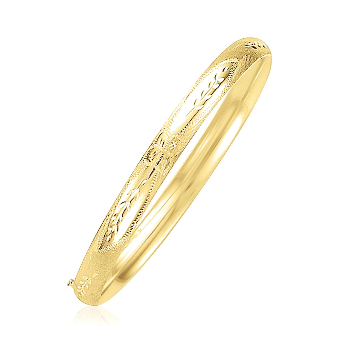 14k Yellow Gold Dome Florentine Design Bangle (5.00 mm) Alba Luxe