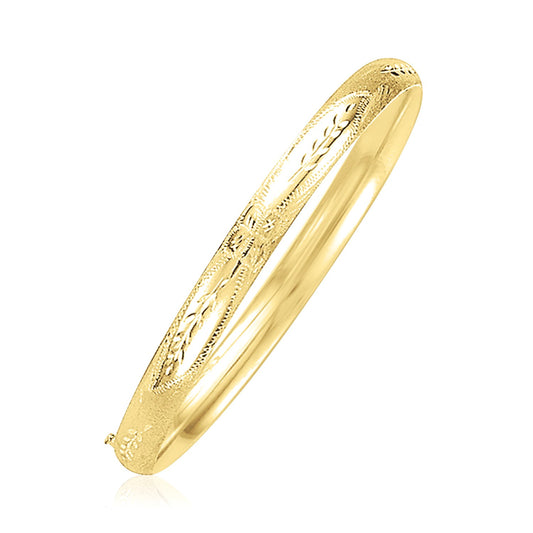 14k Yellow Gold Dome Florentine Design Bangle (5.00 mm) Alba Luxe