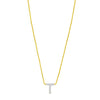 14K Yellow Gold Mini Diamond T Initial Pendant Necklace Alba Luxe