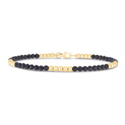 14K Yellow Gold And Onyx Pallina Bead Bracelet (3.00 mm) RCJ