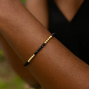 14K Yellow Gold And Onyx Pallina Bead Bracelet (3.00 mm) RCJ