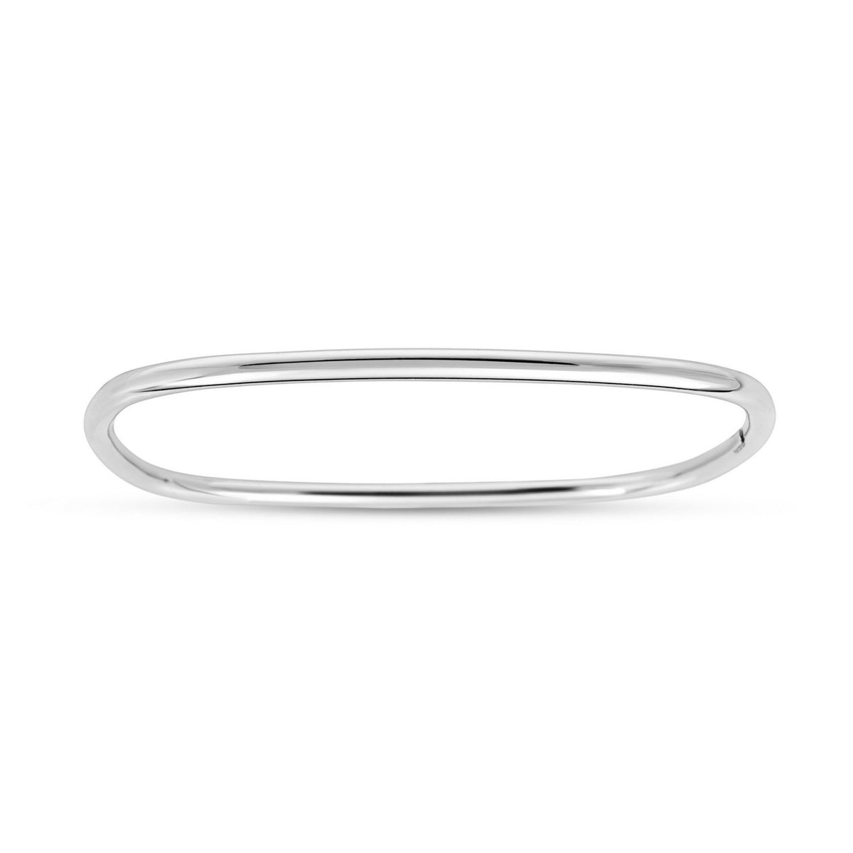 Sterling Silver Rhodium Plated Square Slip On Bangle (3.00 mm) Alba Luxe