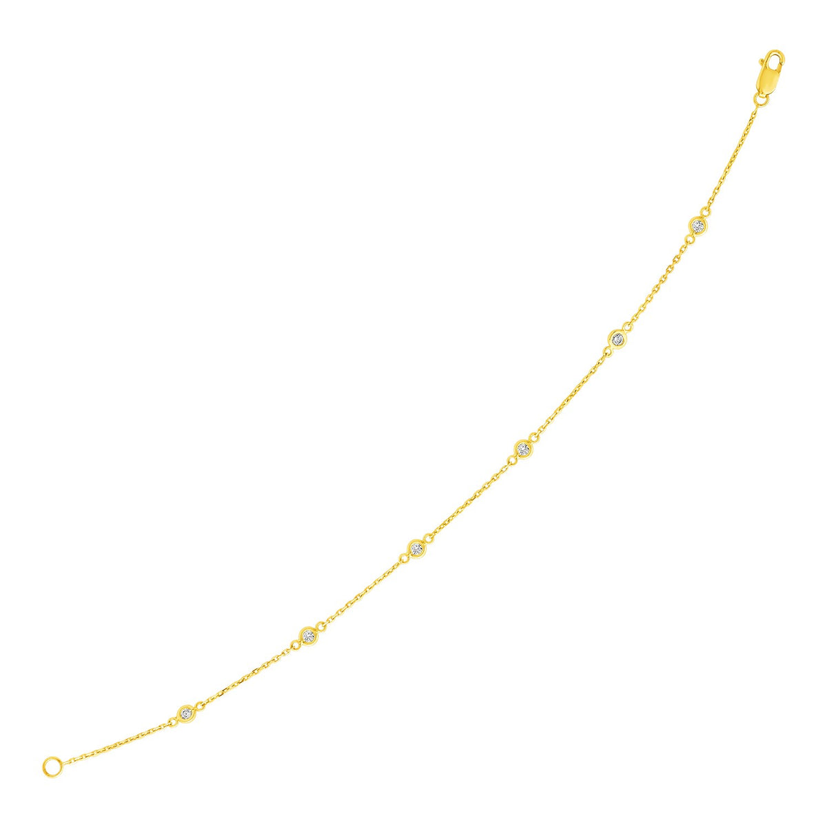 14k Yellow Gold 7 inch Bracelet with Diamond Stations (3.30 mm) RCJ