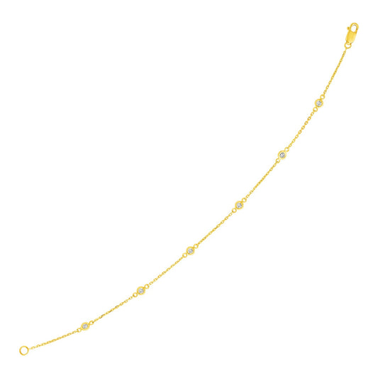 14k Yellow Gold 7 inch Bracelet with Diamond Stations (3.30 mm) RCJ