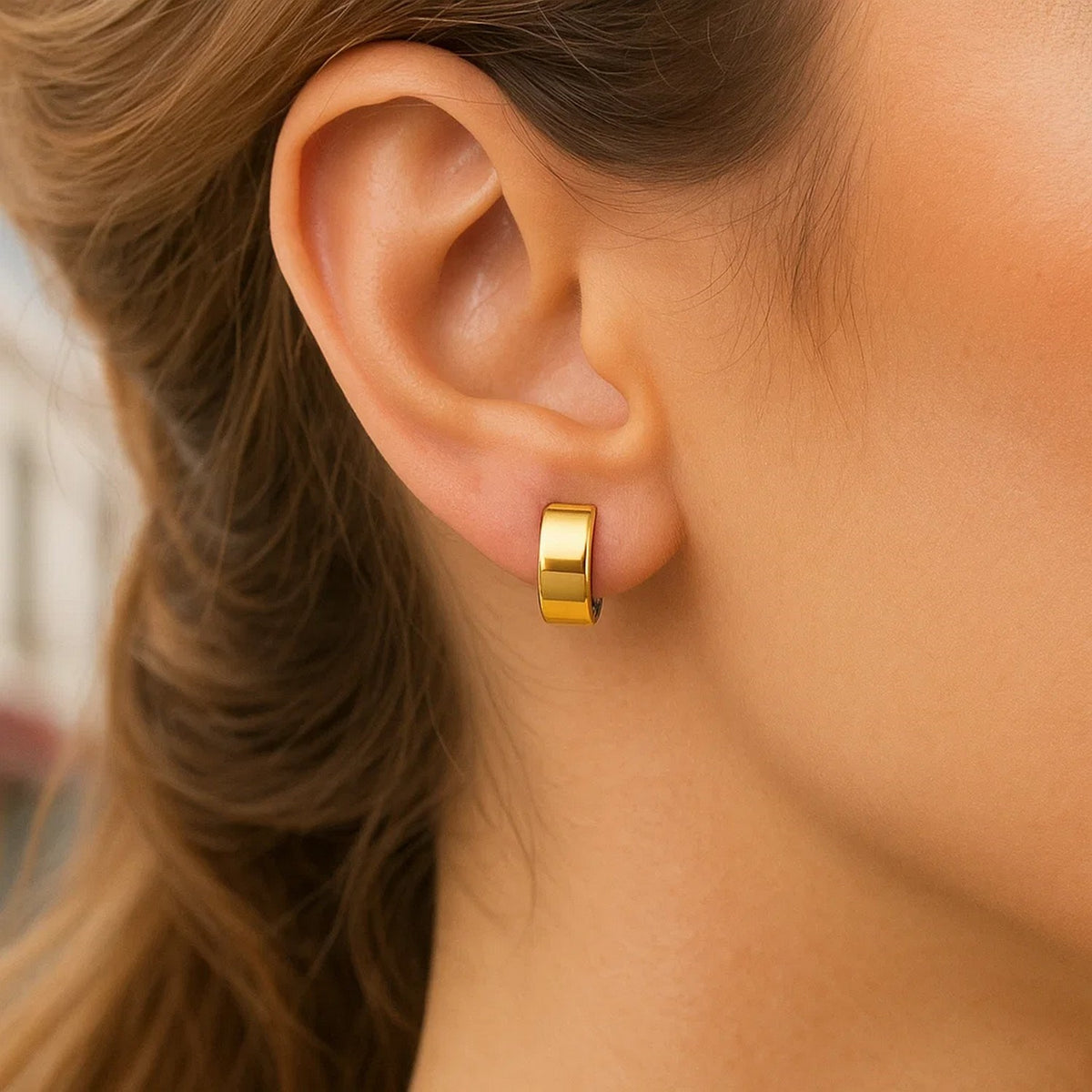 14k Two-Tone Gold Polished and Textured Hoop Style Earrings Alba Luxe