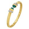 14K Yellow Gold Green Pyramid Art Deco Cuff Bangle (10.70 mm) Alba Luxe