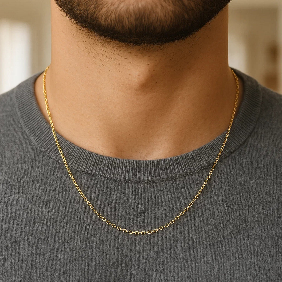 14k Yellow Gold Round Cable Link Chain (1.1 mm) Alba Luxe