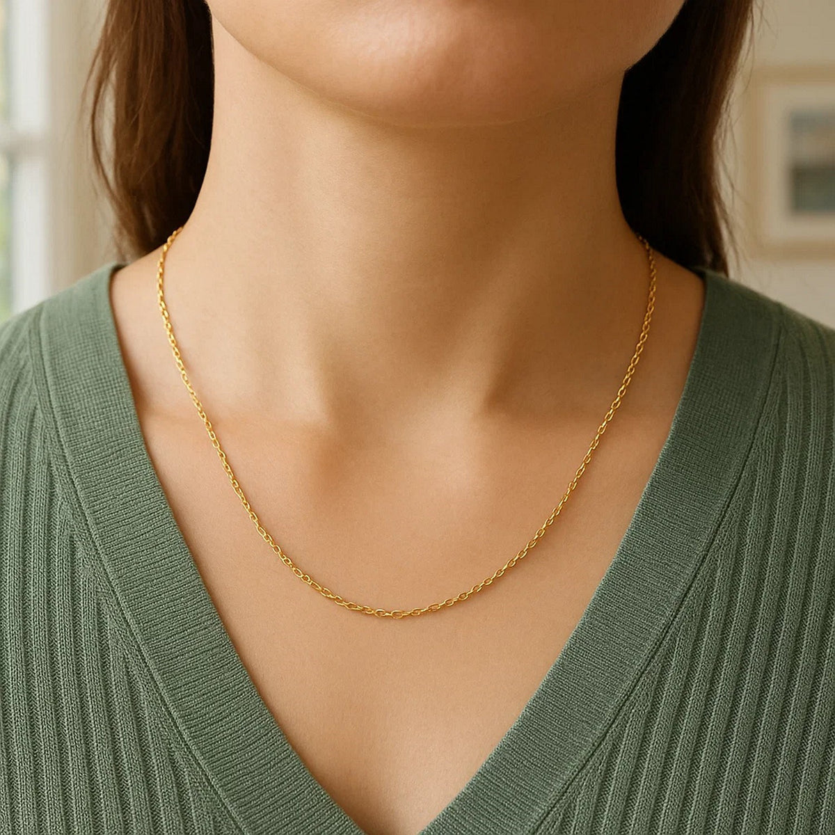 14k Yellow Gold Round Cable Link Chain (1.1 mm) Alba Luxe