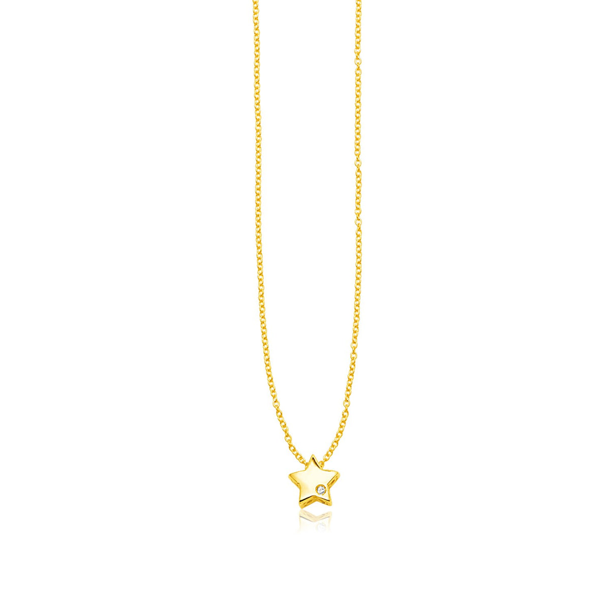 14k Yellow Gold Polished Star Necklace with Diamond Alba Luxe