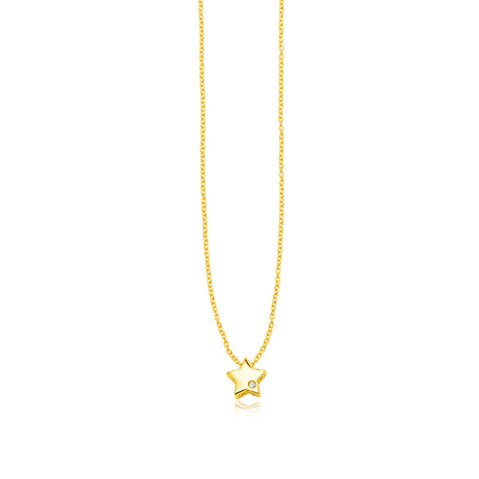 14k Yellow Gold Polished Star Necklace with Diamond Alba Luxe