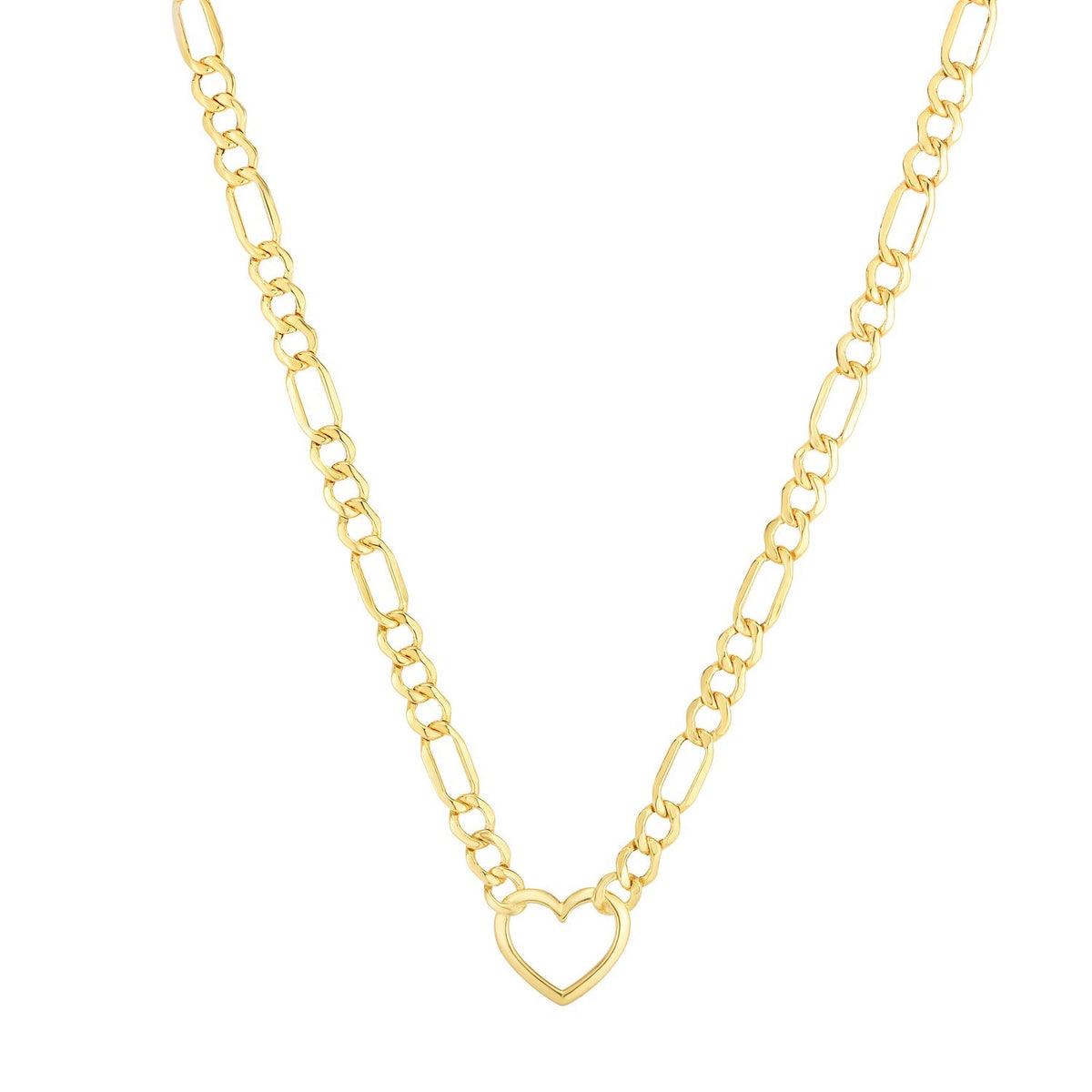 10K Yellow Gold Figaro Chain Heart Necklace Alba Luxe