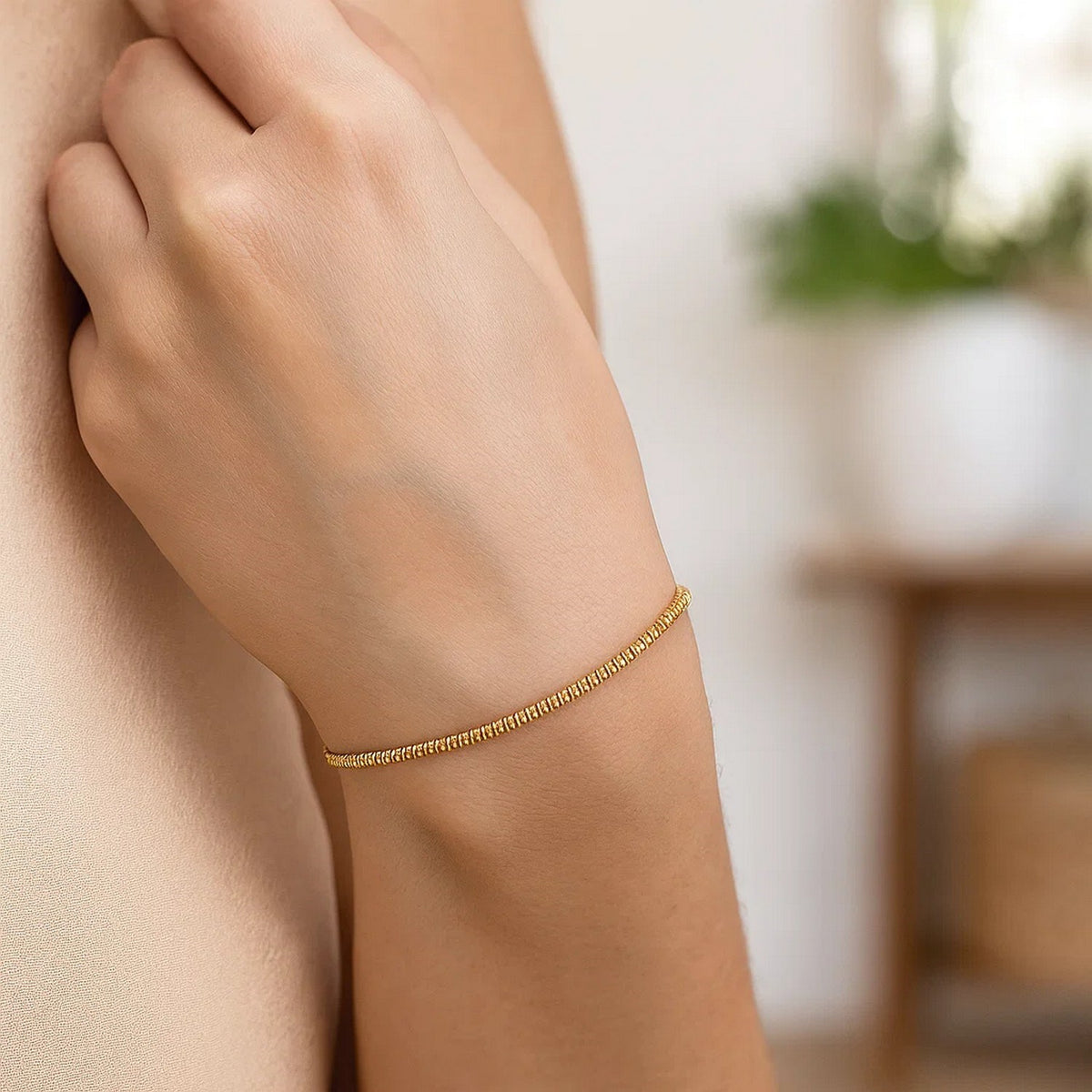 14K Yellow Gold Sparkle Spring Chain Bracelet (2.70 mm) RCJ