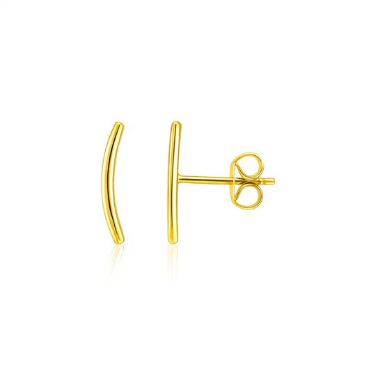 14k Yellow Gold Curve Climber Post Earrings Alba Luxe